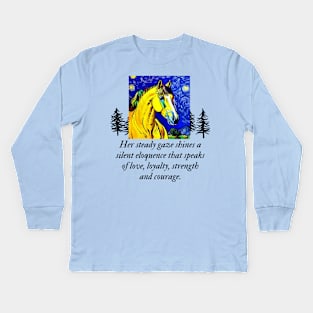 Horse under Starry night Kids Long Sleeve T-Shirt